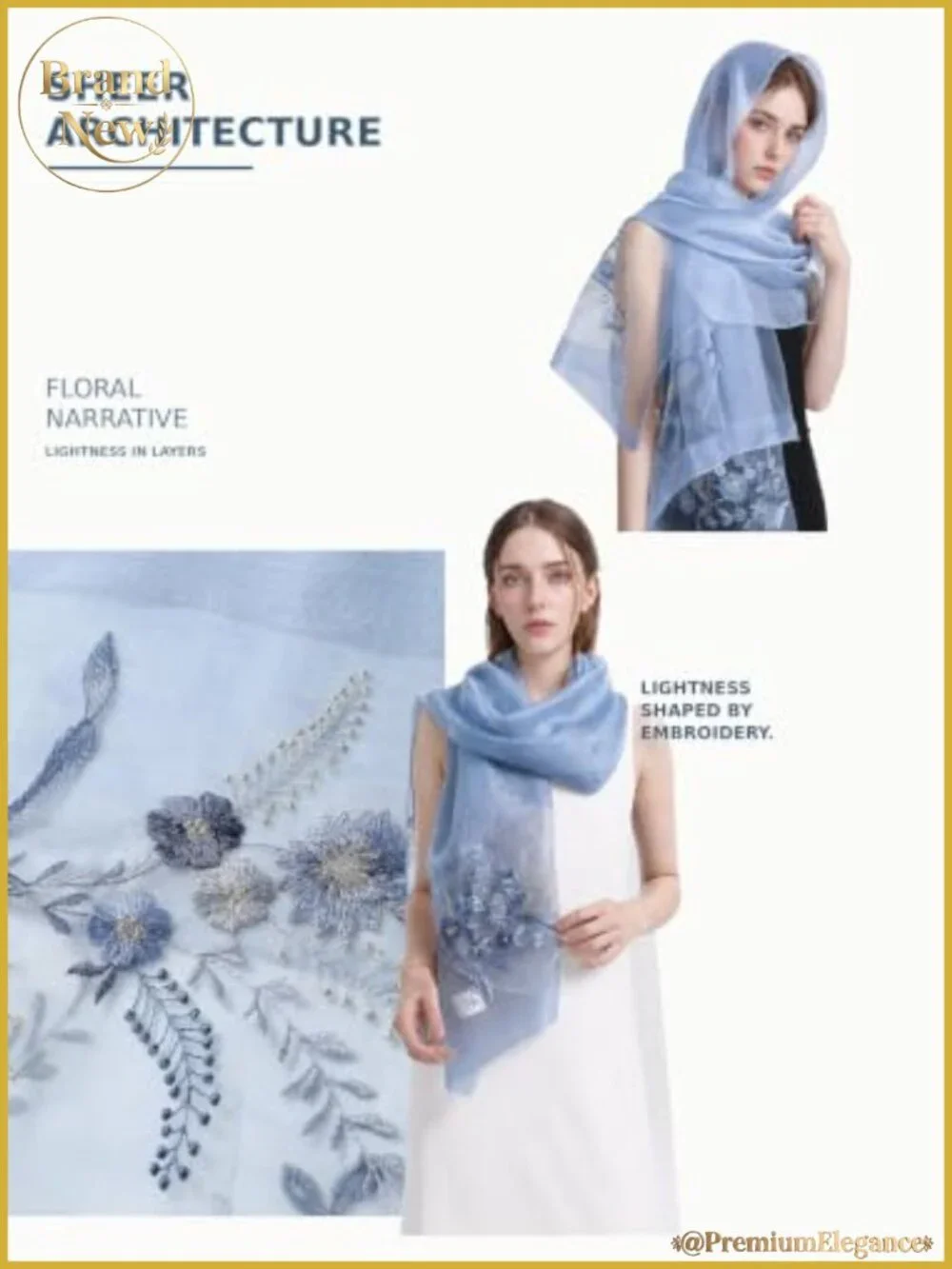 Silk Blend Embroidered Floral Shawl Wrap Evening Cover Up